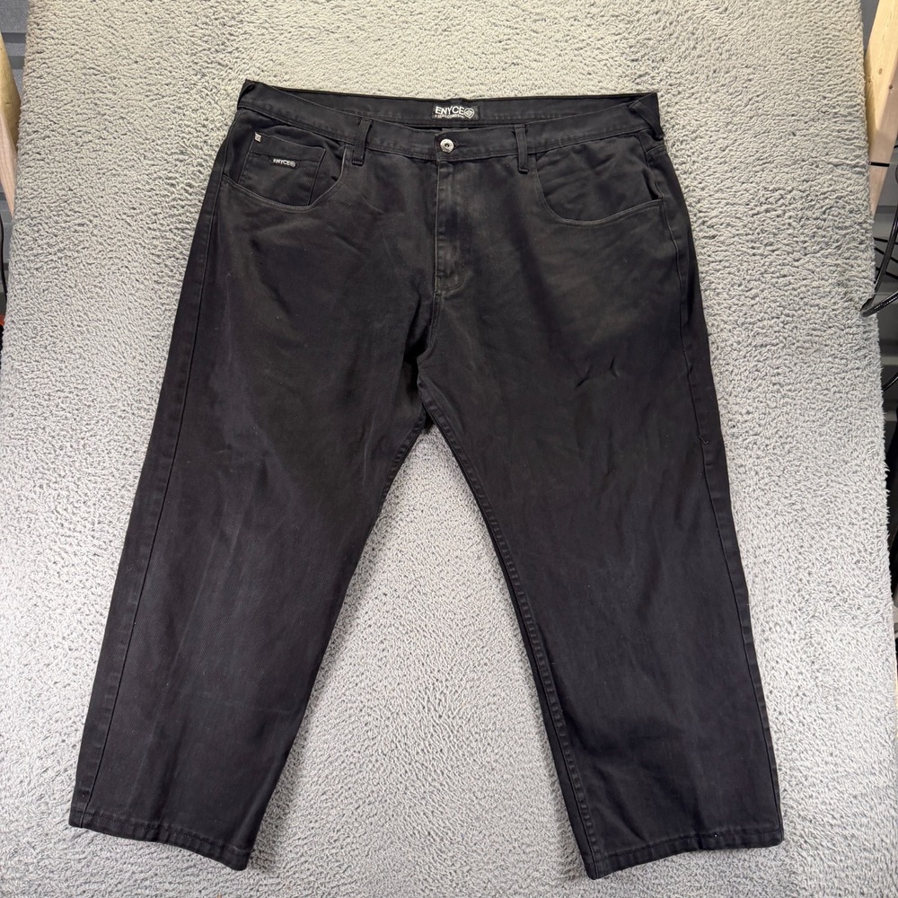 Vintage Enyce Jeans Men's 50x30 Black Cotton Denim Straight Baggy Workwear Trave